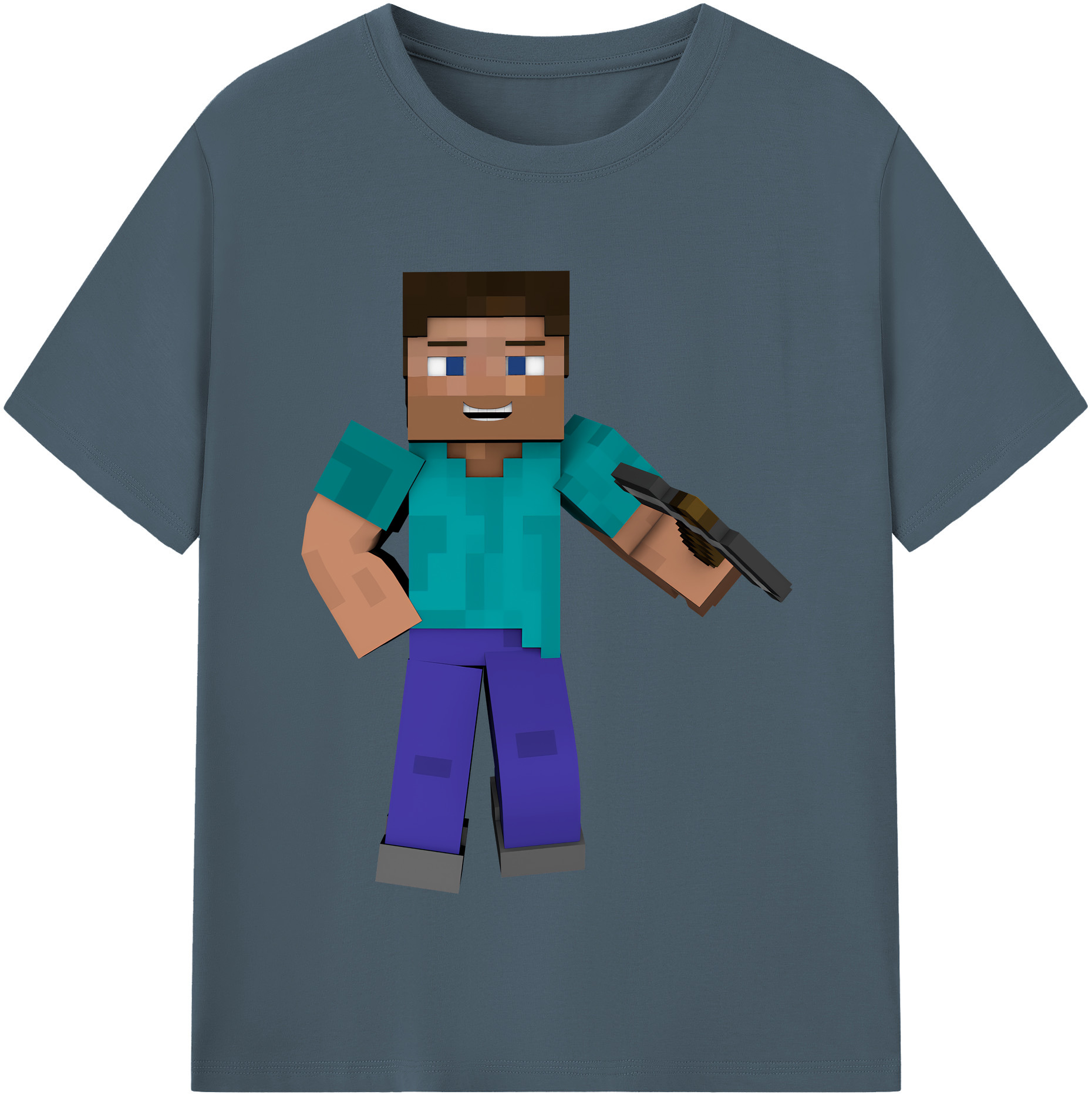 （画像用） マインクラフト ブロックの世界 Minecraft MC Block world 綿100％半袖Tシャツ（フロントプリント）